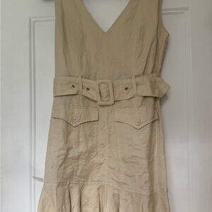 Elegant Tan Belted Dress